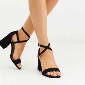 ASOS Black Wrap Block Heel Sandals